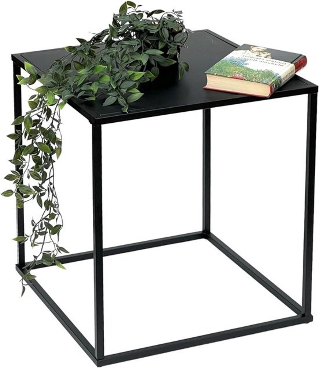 Bijzettafel metaal - Salontafel set - Woonkamer inrichten - Krasbestendige poedercoating - 45 cm hoogte - Zwart