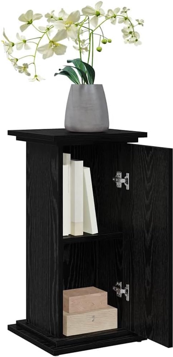 Displaystand 31 x 30 x 60 cm - zwart eiken - bewerkt hout - stijlvolle opslag voor de woonkamer - ShopVlot