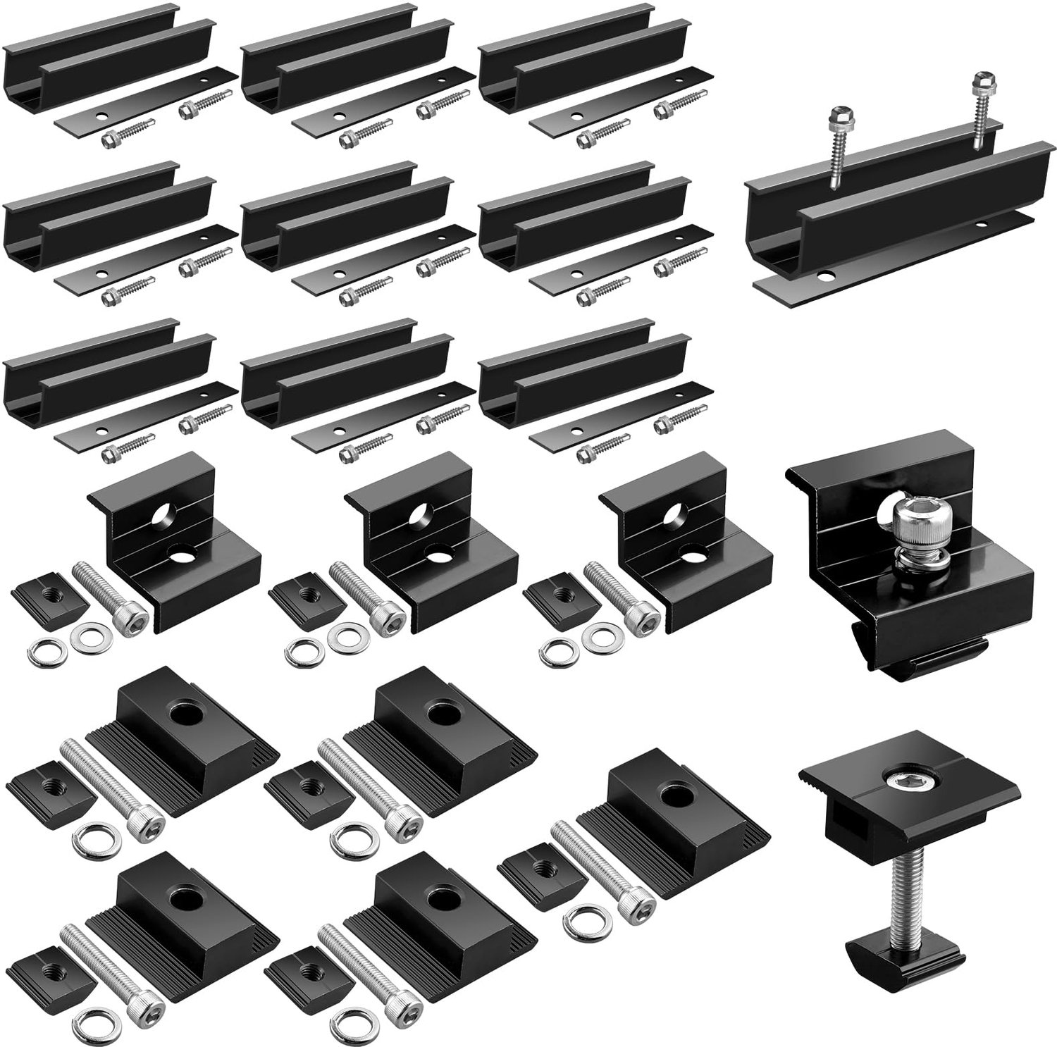 Set Rails en Klemmen voor Zonnepanelen