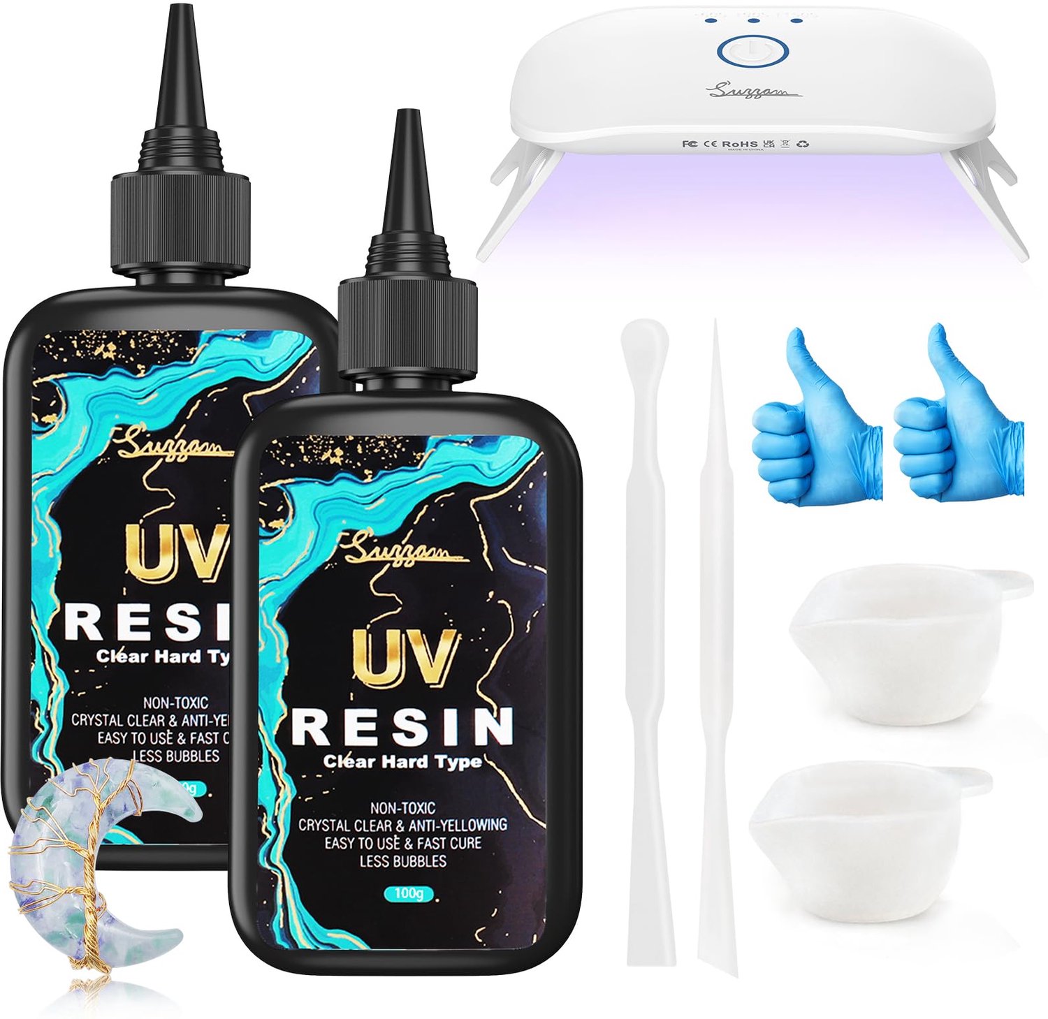 UV Harsset 200 g - Kristalheldere UV Hars - UV Uithardende Hars - Niet-giftig - Eenvoudig te gebruiken - Voor Sieraden en Kunstprojecten