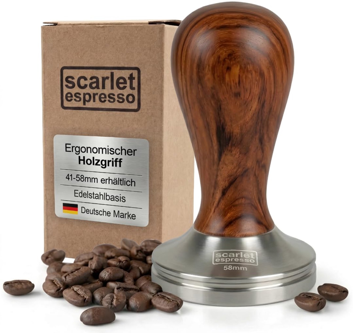 Scarlet Espresso Tamper - Ergonomische Houten Handgreep voor Perfecte Espresso