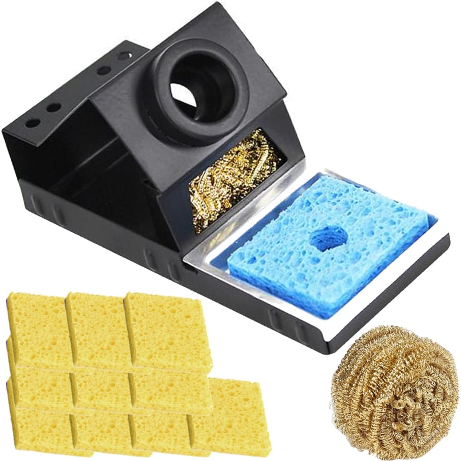 Soldering Iron Holder met Messing Wol en Spons - Stabiele en Draagbare Soldering Iron Stand
