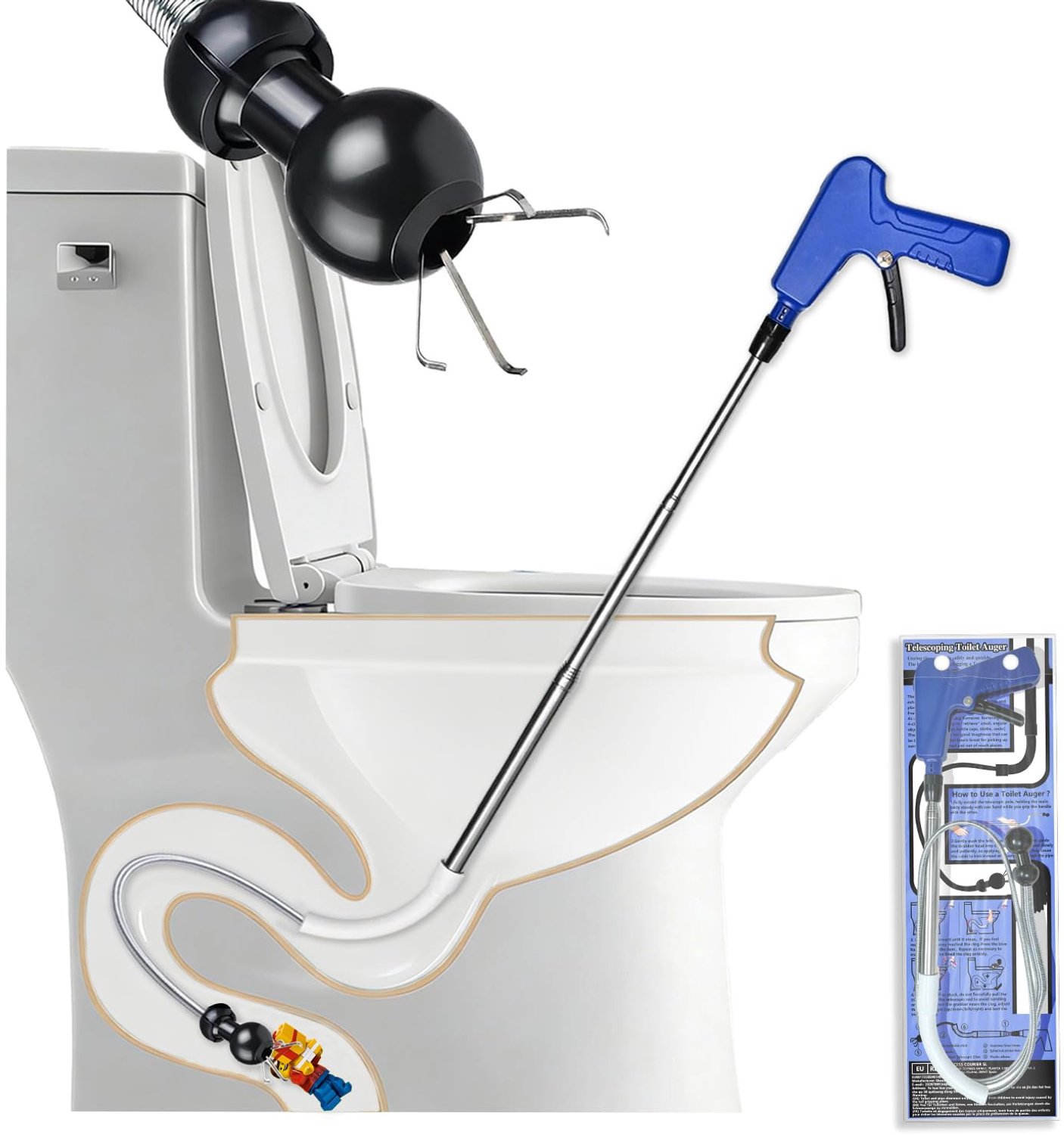 Toiletspiral met Klauwen voor Eenvoudige Ontstopping