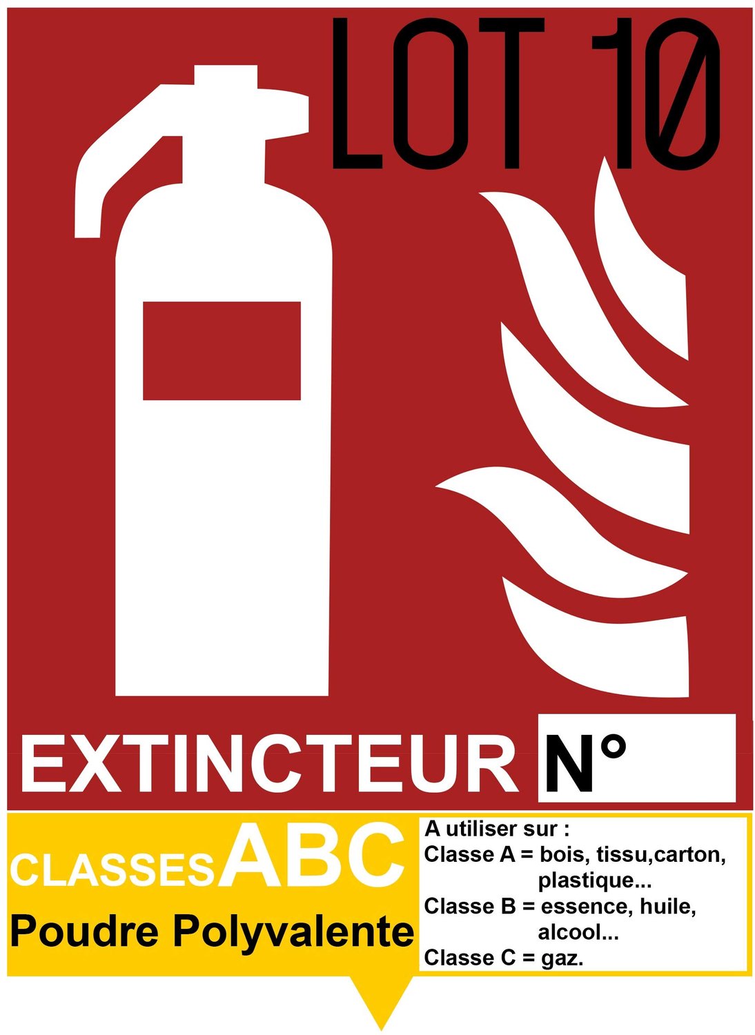 Set van 10 Zelfklevende ABC Brandblusser Stickers