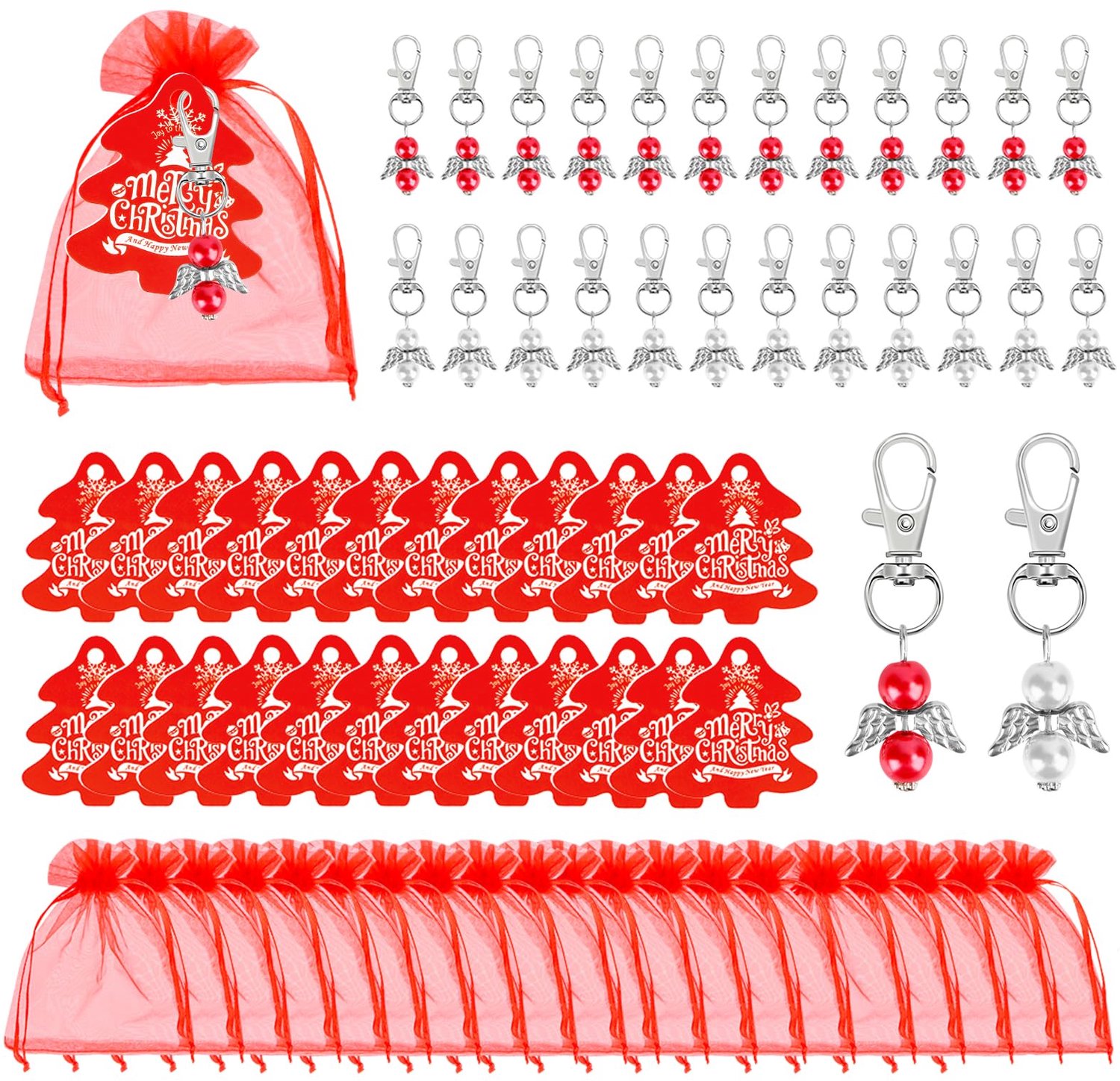 Set van 24 Beschermengelen Sleutelhangers voor Kerst