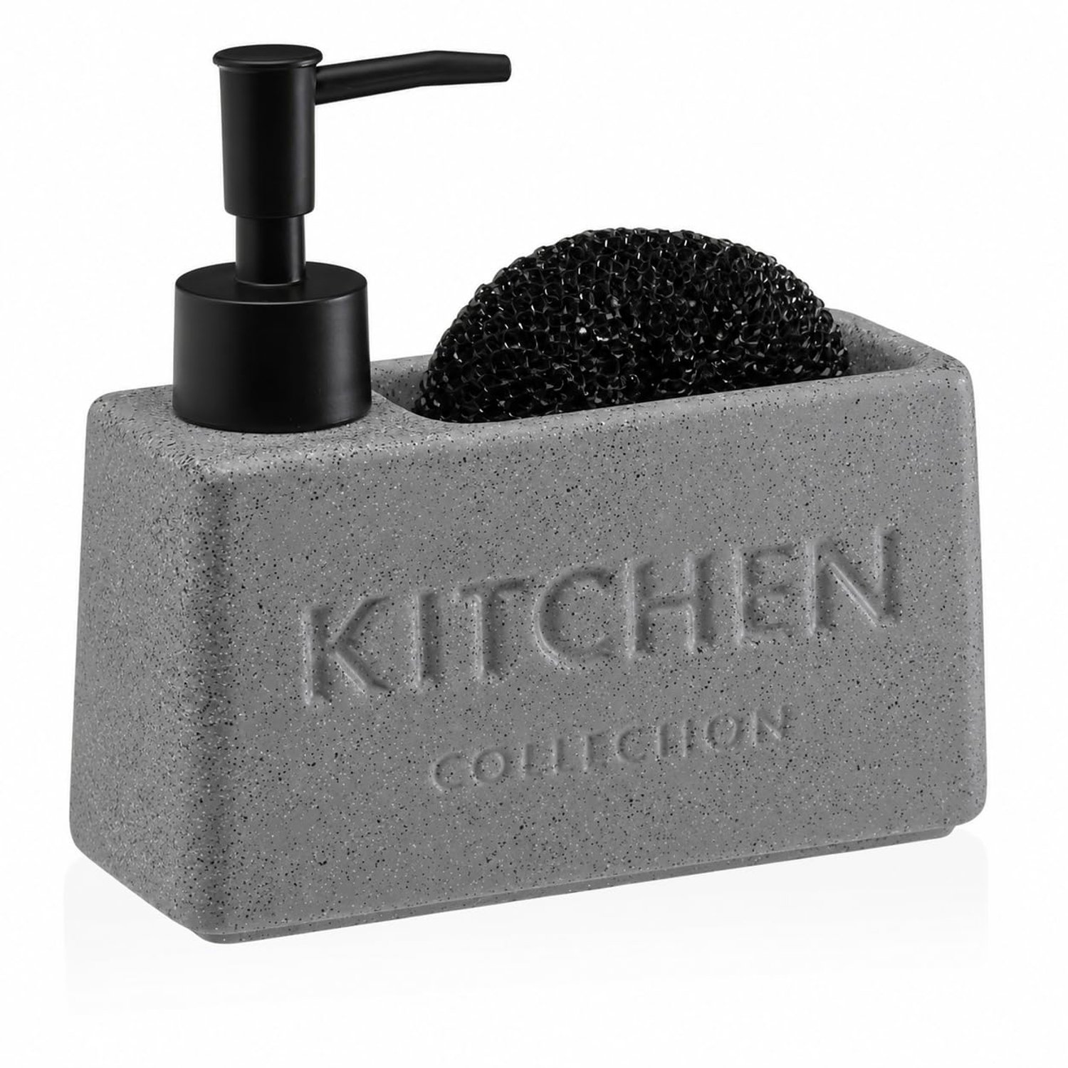 Zeepdispenser met sponshouder - Modern en functioneel - Grijs