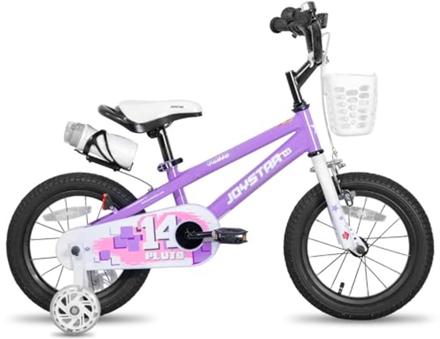Kinderfiets 12 Inch met Stabilisatoren en Mand - Paars
