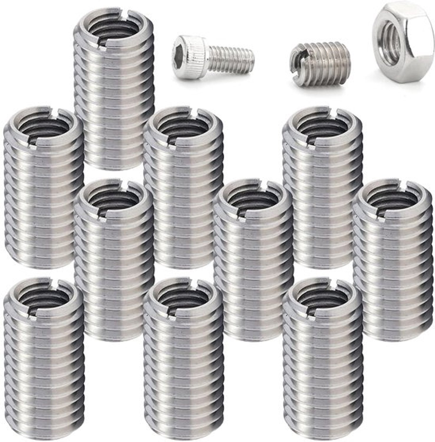 10 stuks schroefdraadinzetstuk M10 naar M8, schroefdraadhuls M8, schroefmoer M10, multifunctionele schroefdraadadapter, duurzame hulsmoer, schroefdraadbus, geschikt voor de meeste turbinemachines en