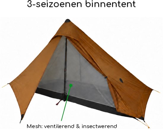 3F UL GEAR Lanshan 1 PRO – 1-persoons Tent – Ultra Lichtgewicht – 3 seizoenen trekking tent – Waterdicht – Kampeertent – Kamperen – Hiking & Wandelen – Bruin — afbeelding 4