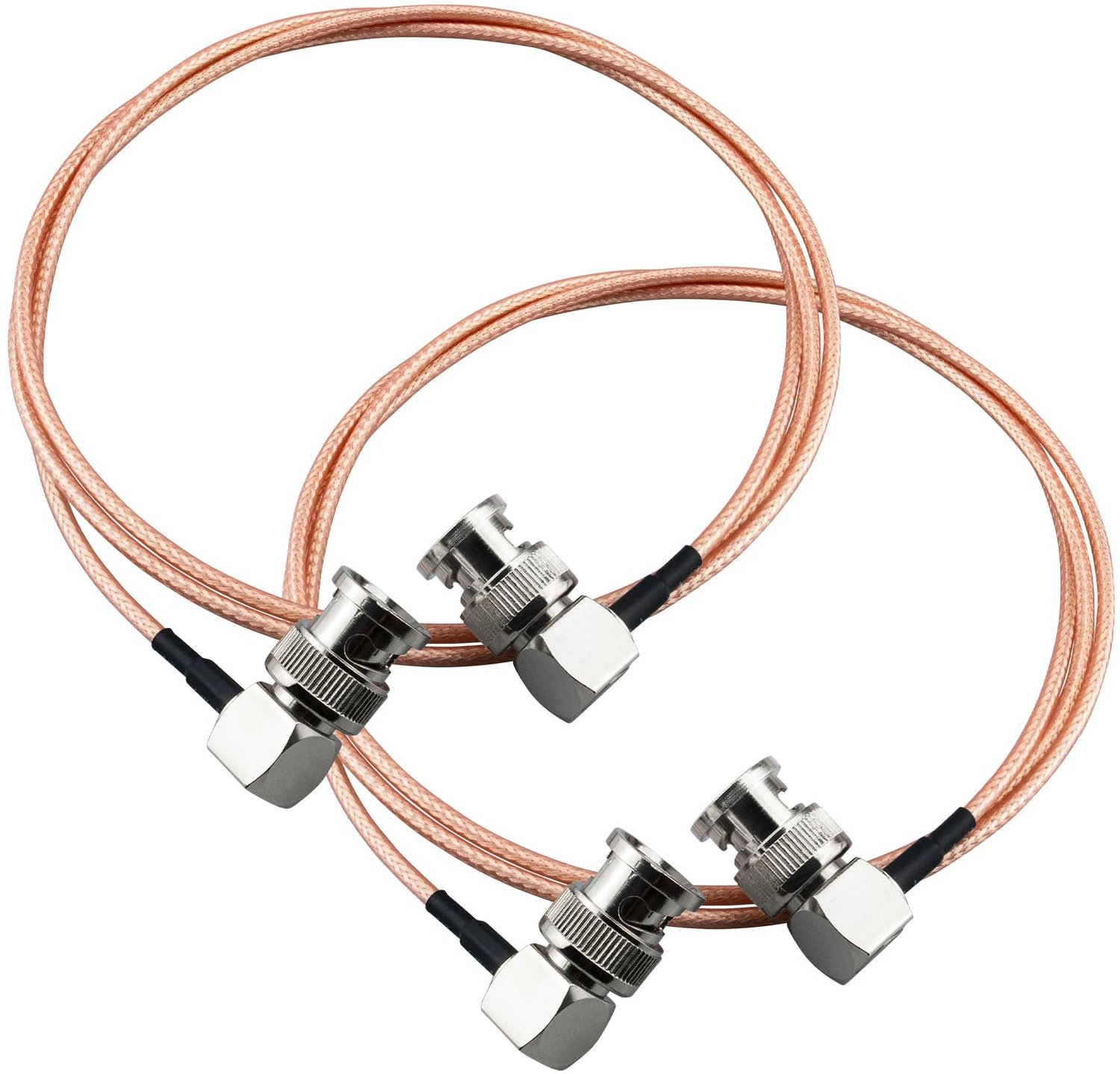 Set van 2 BNC Kabels 1m met Haakse Aansluiting voor Antenne en Video
