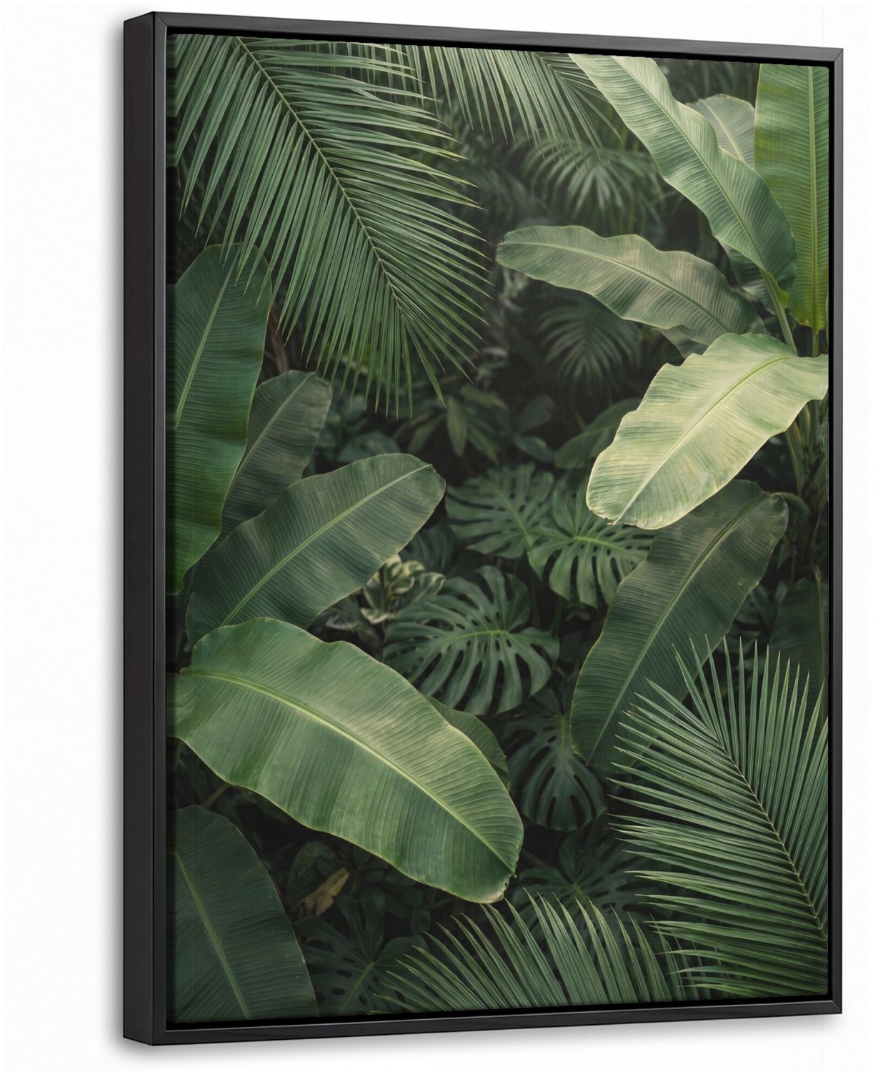 Canvas Schilderij met Baklijst - Bladeren - Groen - Tropisch - Natuur
