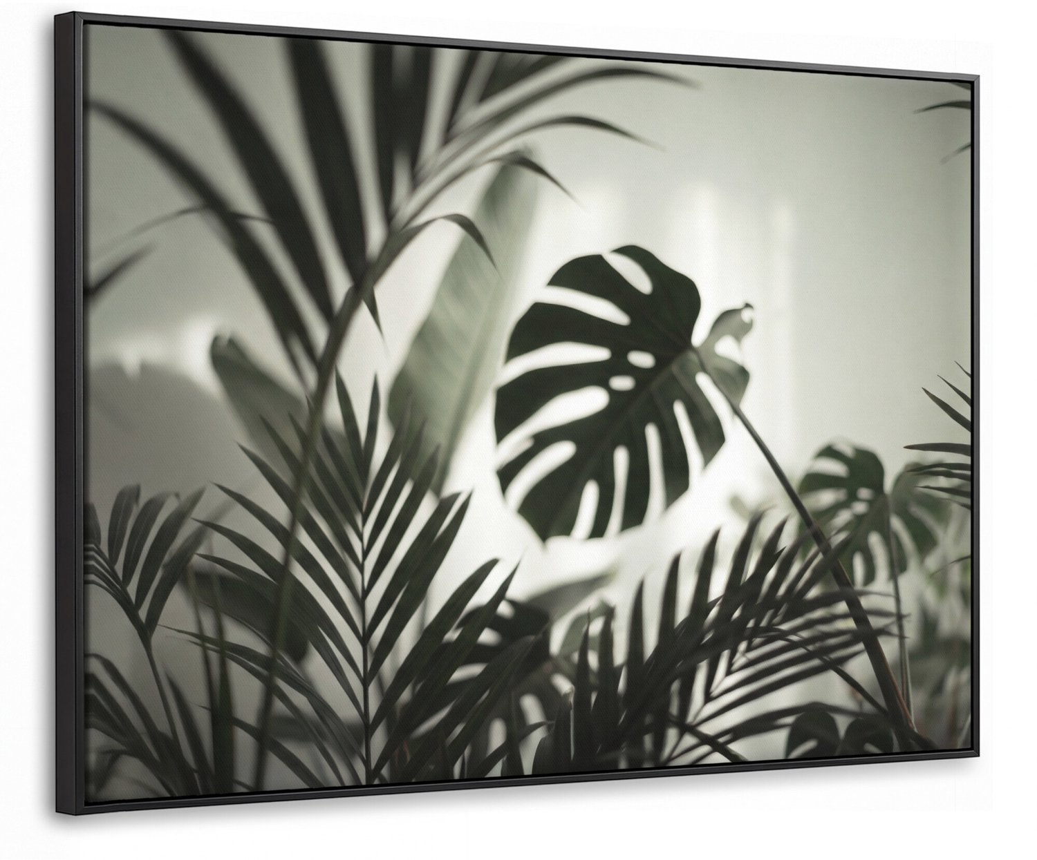 Canvas Schilderij met Baklijst - Planten - Bladeren - Natuur - Minimalistisch - Groen