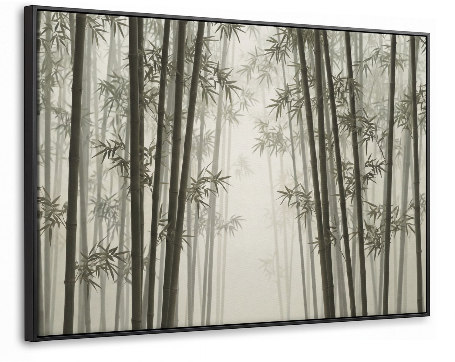 Canvas Schilderij met Baklijst - Bamboe - Bos - Mist - Natuur