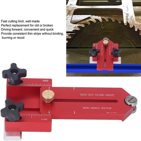 Uitgebreide Tafelzaagmalgeleider, Tafelzaagmalgeleiderhulpmiddel Thin Jig Thin Tablesaw Jig Tafelzaagmalgeleider Snijden Positioner met Routerband — afbeelding 3