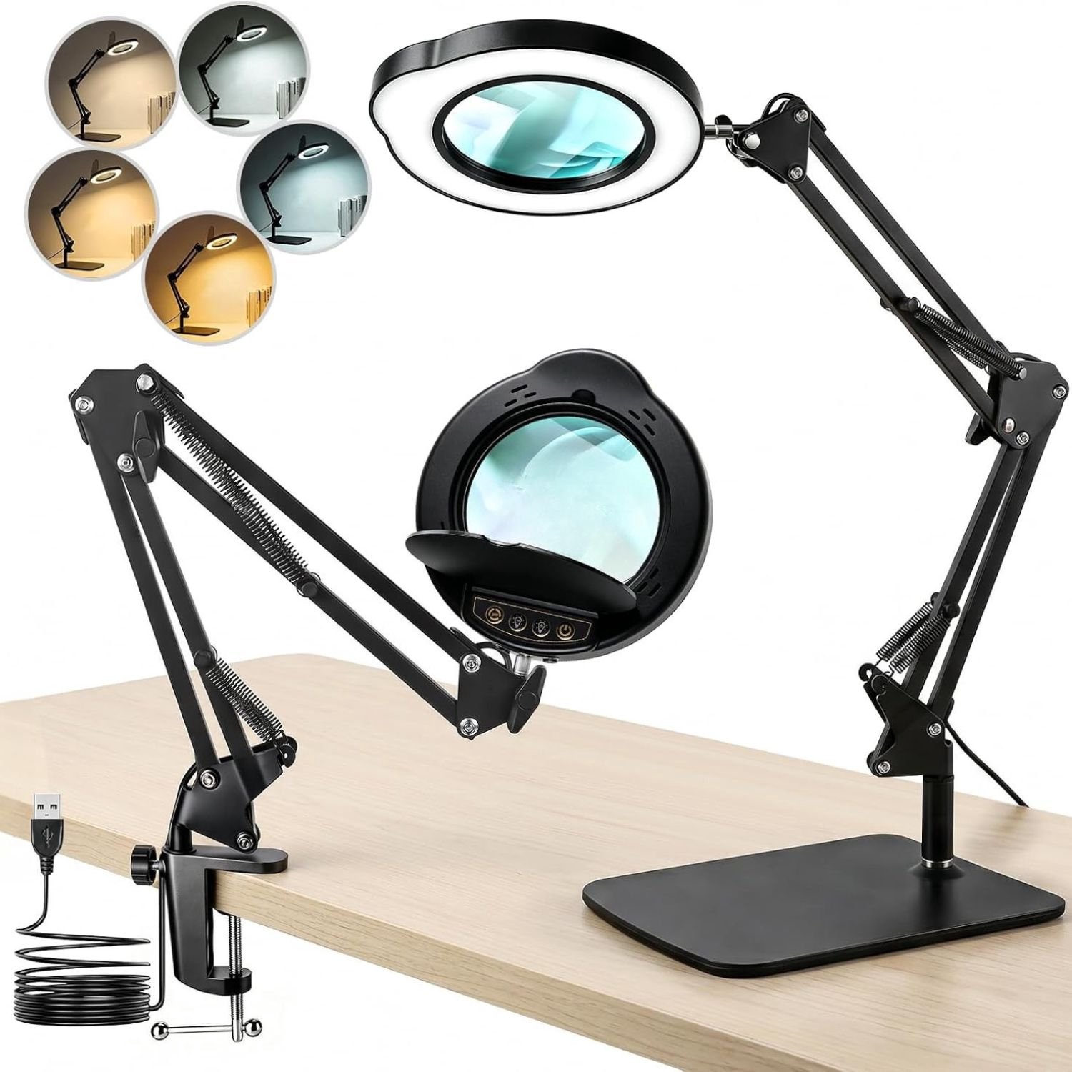 Vantivo® Vergrootglas met Verlichting - Vergrootglas op Standaard - Loep - Vergrootspiegel voor Volwassenen en Kinderen - Handwerk