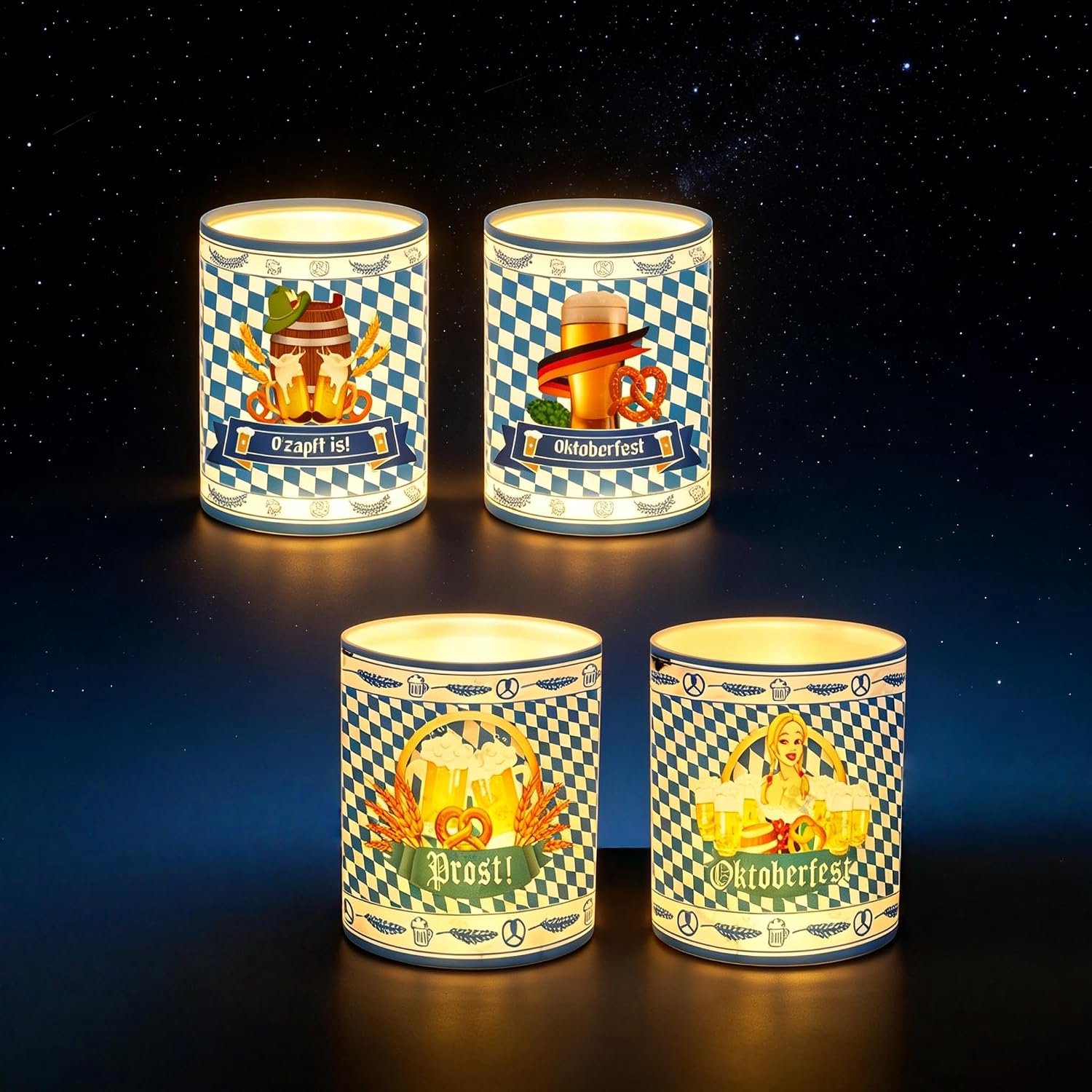 Lantaarn tafeldecoratie 12 stuks - PVC - Beierse Oktoberfest decoratie - voor theelichtjes - m-winkel