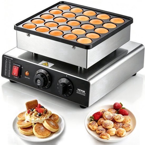 Mini Pannenkoekenmaker 25 Mini-Pannenkoeken - 43 mm Diameter - Roestvrij Staal - Elektrisch Wafelijzer - Poffertjes Grill - Voor Thuis En Restaurant — cadeau in Cadeau-ideeën - foto 6