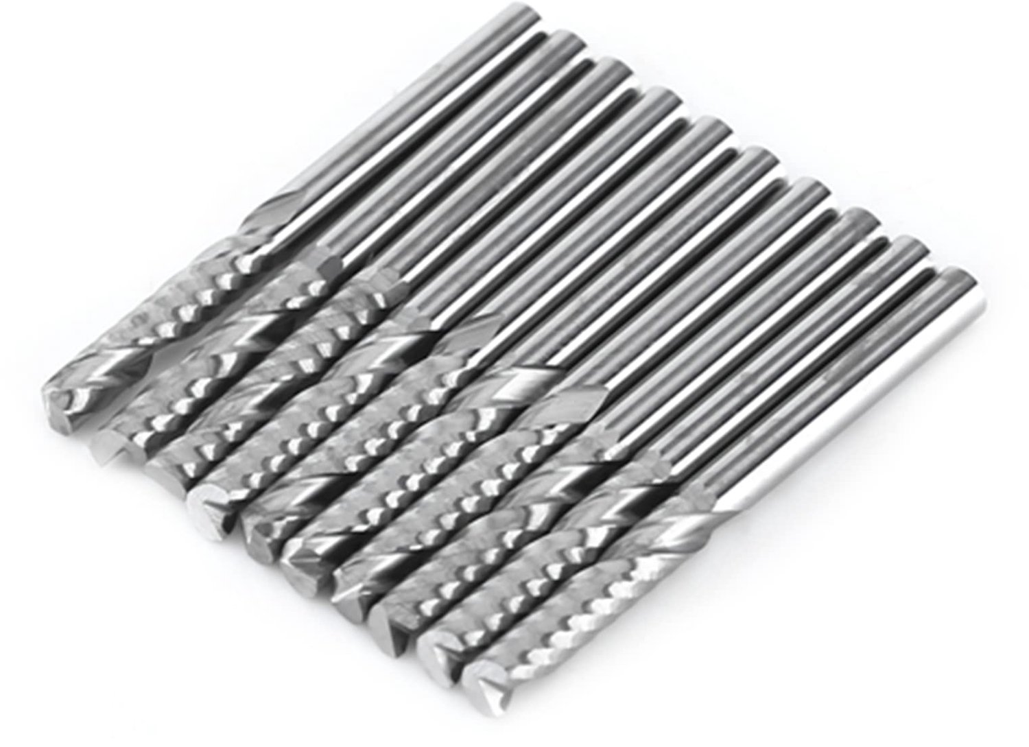 Fluit End Mill Cutter - 10 Stuks - Glad snijoppervlak - 3.175mm diameter - Hoogwaardig wolfraamcarbide - Geschikt voor freesmachines - 22...