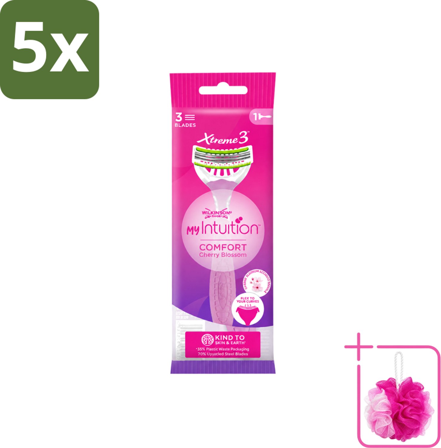 5 x Wilkinson - Wegwerpscheermesjes - Xtreme 3 My Intuition - Comfortabel - 1 scheermesje - Bulkverpakking - Scheermesje vrouwelijk - Douchemop - Wegwerpscheermesje