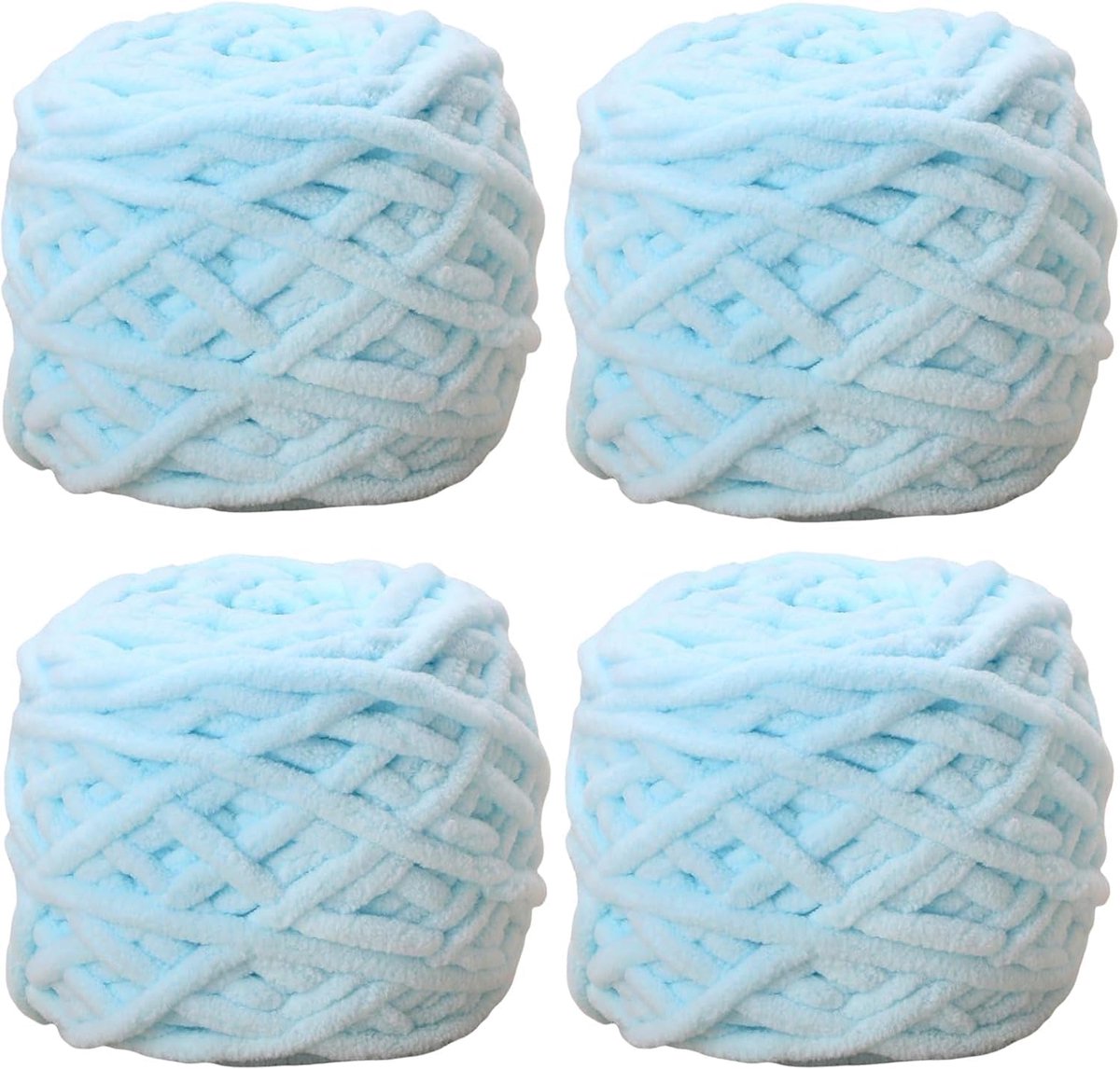Wol, 4 x 100 g Chunky garen, 7-8 mm, lichtblauw