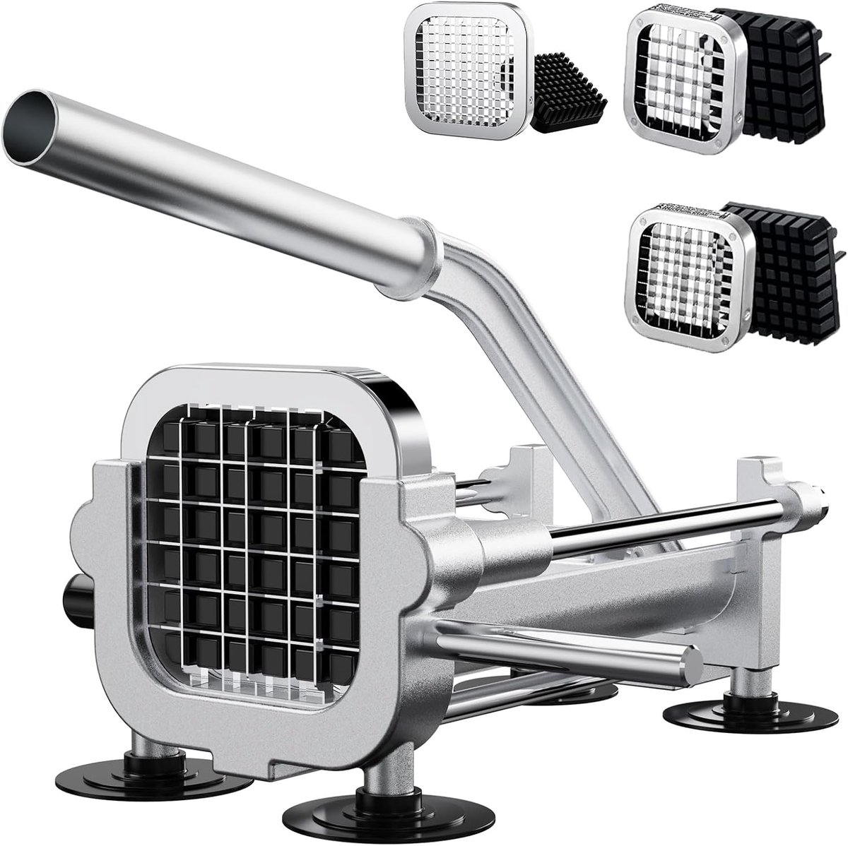 French Fry Cutter, Heavy Duty aardappelsnijder, plantaardige aardappelsnijder voor zoete aardappel, wortel, yam, komkommers, 12.5mm & 9,5mm & 6,35mm