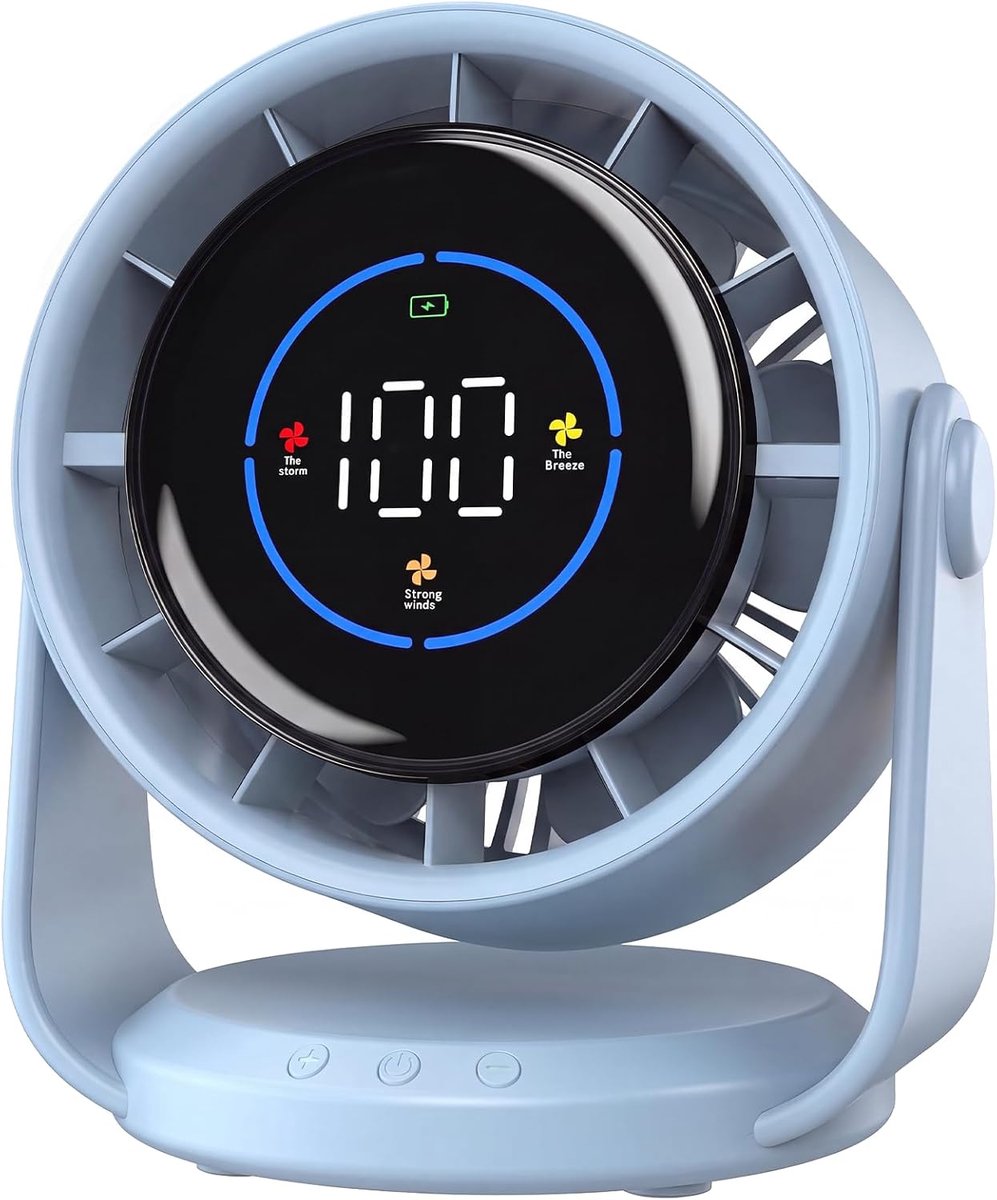 USB-ventilator met 100 snelheden, 105° zwenkfunctie, led-display met geheugenfunctie, stille ventilator voor slaapkamer, kantoor, draagbare tafelventilator