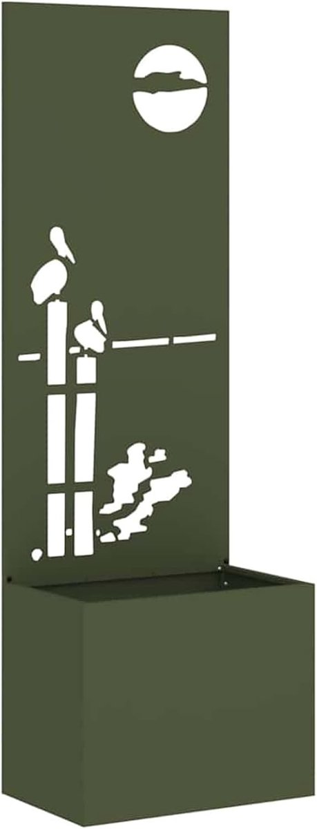 Tuin, canvas, olijfgroen, 50 x 140 cm, decoratieve stalen inkijkbescherming met ingelegd voor privacy en stijl op terras, balkon en buiten