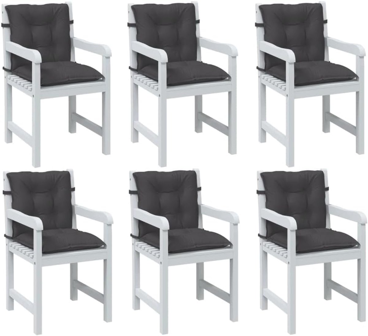 Zitkussens voor lage rugleuning, 6 stuks, melange, antraciet, 100 x 50 x 7 cm, polyester outdoor kussens met uv-bescherming en antislip design voor tuinmeubelen en zitcomfort