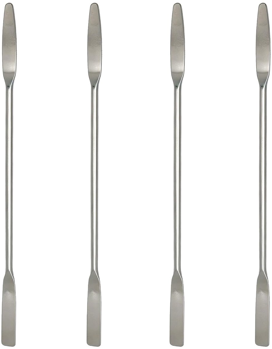 Mini-laboratoriumspatel, laboratoriumspatel, roestvrij staal, spatel voor cosmetica, deegschraper, klein, dubbele uiteinde spatel voor keuken, rond laboratorium, 15 cm (4)