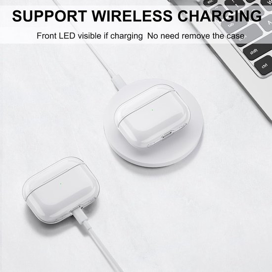 Compatibel met Airpods Pro 2e/1e generatie, compatibel met Airpods Pro 2e generatie USB C, zachte schokbestendige transparante beschermhoes met reinigingspen voor sleutelkoord (helder) — afbeelding 3