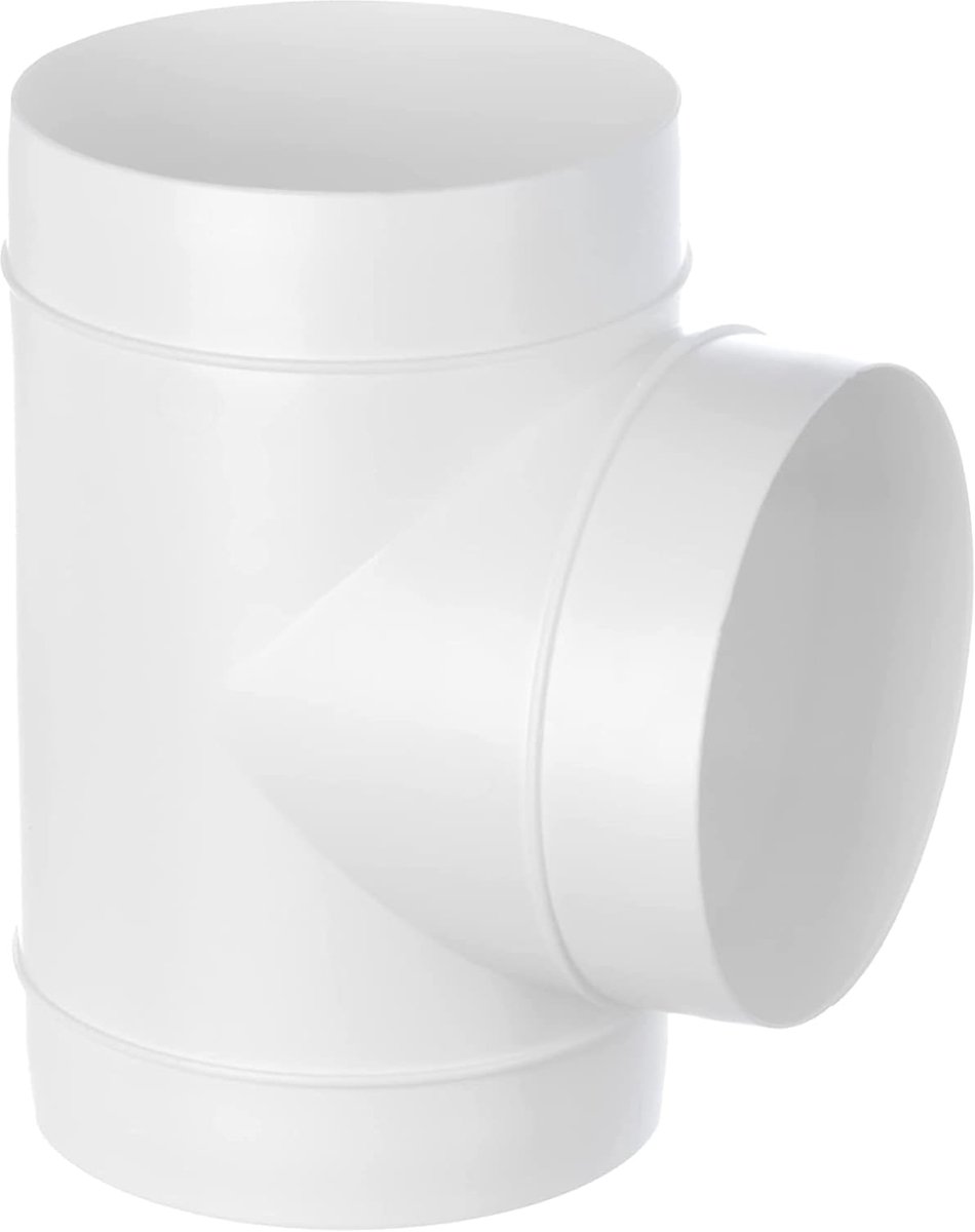 125 mm kunststof T-stuk voor ronde buissystemen - connector ventilatiebuis ventilatiekanaal
