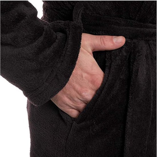 Gewaad heren Winter Warme Gewaden Dikke Verlengde Pluche Sjaal Badjas Kimono Thuis Kleding Lange Mouwen Gewaad Jas good — afbeelding 2