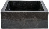 Vierkante Opbouw Waskom – Volledig Gepolijst – 40x40x15 cm – Zwart – Natuursteen