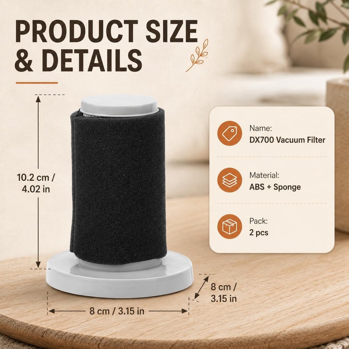 2-delige filter met sponsbedekking, hoogwaardig ABS en sponsmateriaal, perfect voor DX700/DX700S stofzuiger, stofzuigeraccessoires, vervangend filter en schoonmaakoplossingen