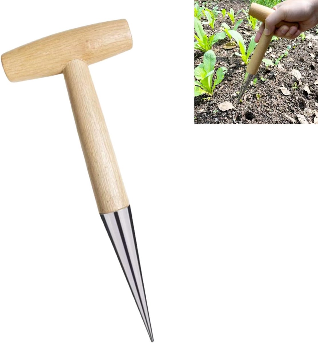 Plantenbak voor het planten van Dibbers uien van roestvrij staal, handig, voor bomen en bollen met gemak en precisie, 28 cm