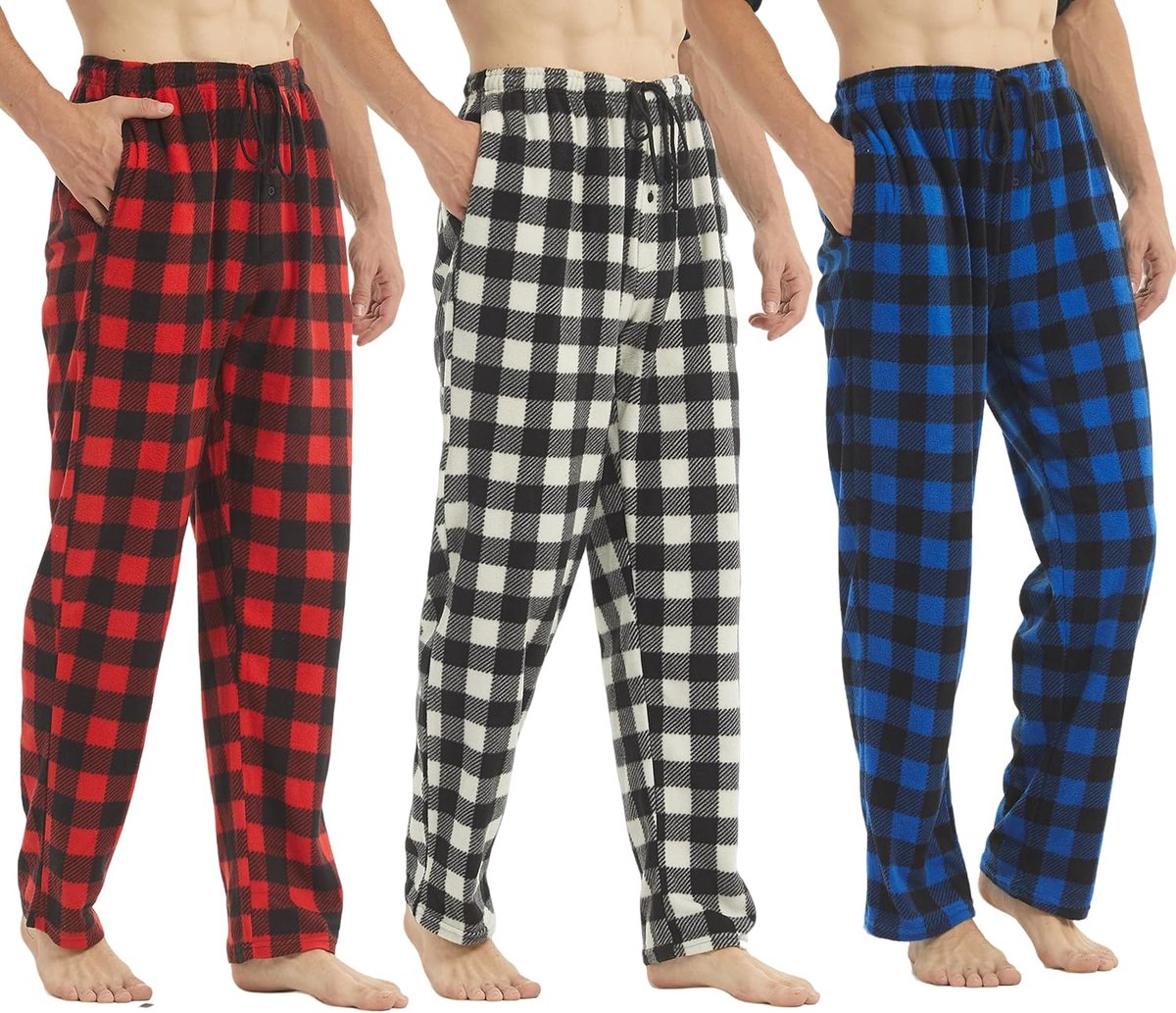 Pyjamabroek voor heren, ultrazachte loungebroek met zakken, geruite pyjama's, loungewear, pyjamabroek