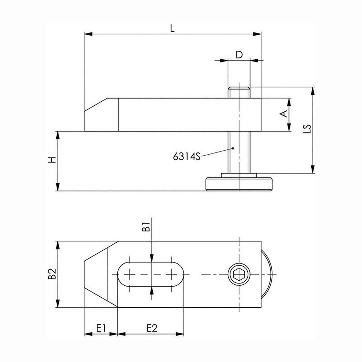 AMF Spanijzer Nr. 6314V 100 mm voor T-sleuf 12 + 14 mm - 70821