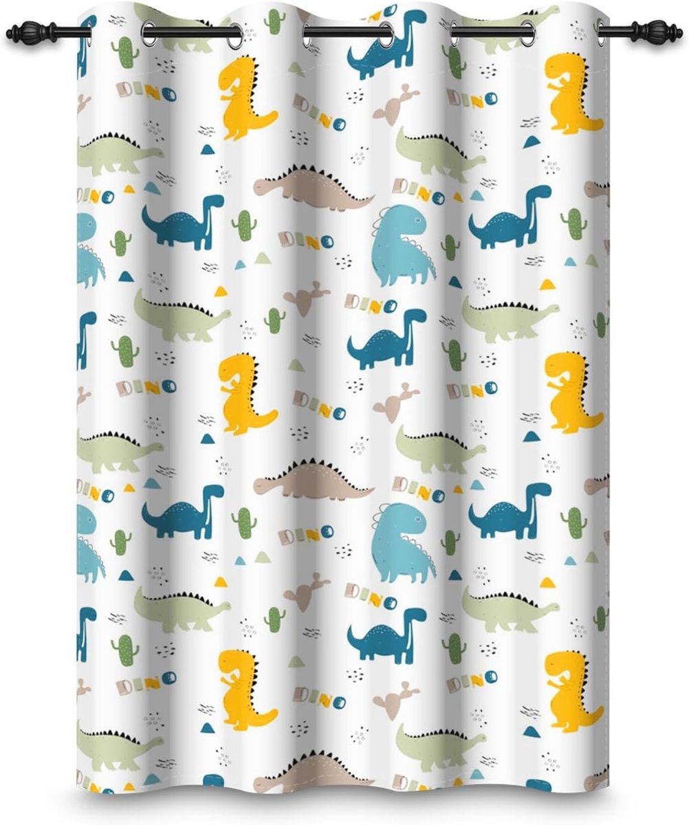 135 x 175 cm cartoon dinosaurus verduisteringsgordijn voor kinderkamer schattige dinosaurussen dieren oogjes gordijnen voor ramen voor kinderkamer speelkamer, 1 paneel