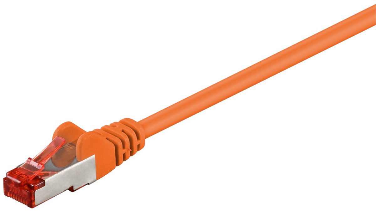 Goobay CAT 6 netwerkkabel, S/FTP (PiMF), oranje, 0,15 m, kopergeleider (CU), halogeenvrije kabelmantel (LSZH)