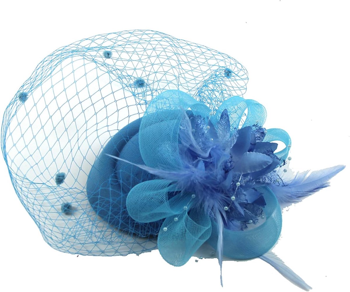 Fascinators Hat, Veil Feather Hair Clip, Vintage Flower Mesh Hoofdband voor Wedding Cocktail Tea Party Evening Party