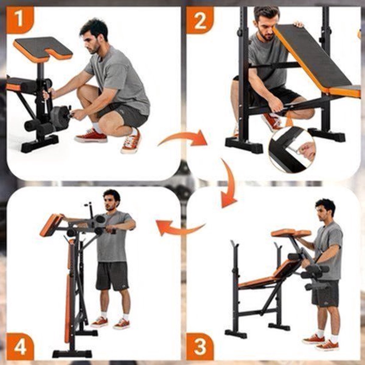Weightbank – Halterbank – Fitnessbank – Trainingsbank – Workout Bench – Verstelbaar – Squat Rack – 370 kg Max Belastbaar – 6-in-1 Multifunctioneel Trainingssysteem