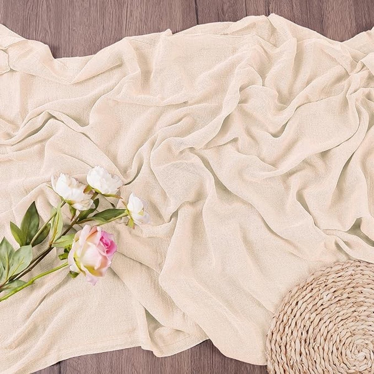 Livatto Tafelloper Kaasdoek - 80x300 cm - Beige - Voor Bruiloft, Babyshower en Feest