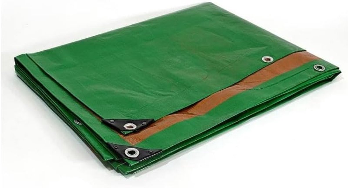 6x10 m - Zeer resistent - Waterdicht - Anti-UV - Groen en bruin - Oogjes