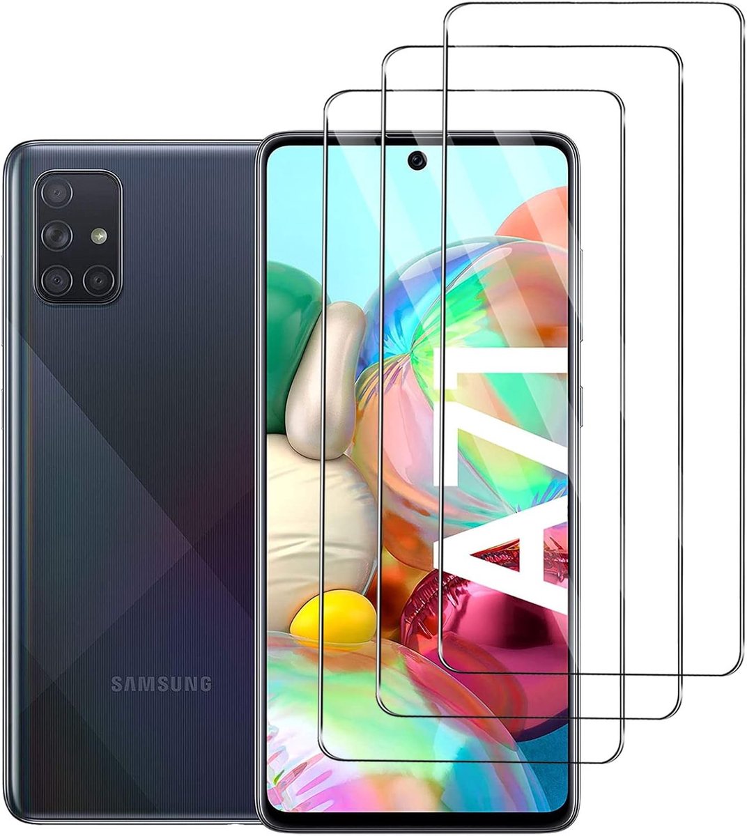 [3 stuks] beschermfolie voor pantserglas voor Samsung Galaxy A71, 9H pantserglasfolie, anti-kras glasfolie, vrij van krassen, HD displaybeschermfolie voor Samsung Galaxy A71