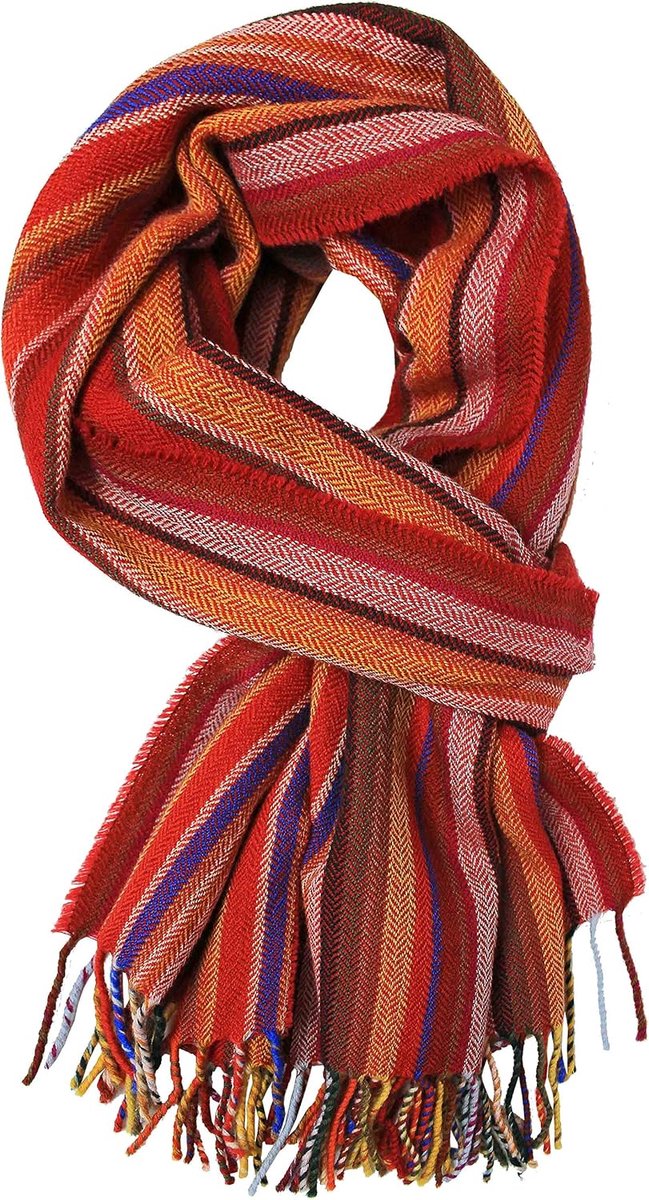 Herensjaal winter strepen & visgraat modieus meerdere kleuren 100% wol (Merino)