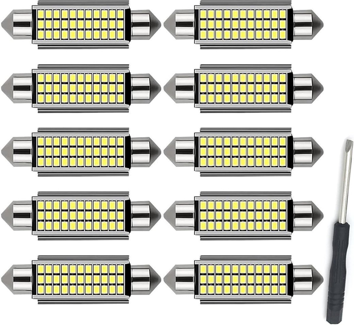 10 stuks 41 mm binnenverlichting led auto – led-interieurlamp, autolampen met koellichaam achter, plug-and-play leeslamp voor interieur, wit