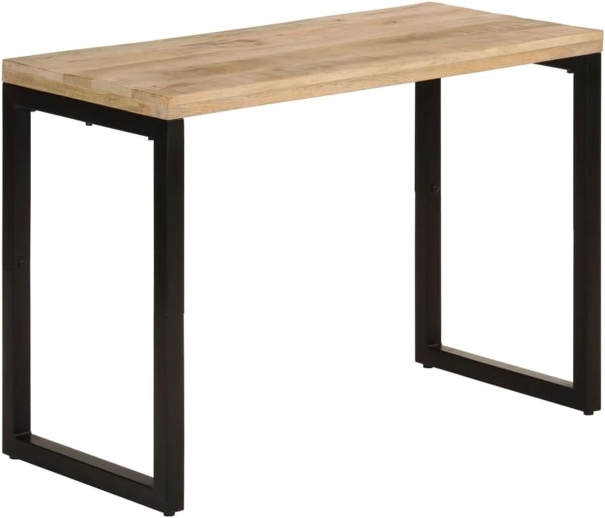 Houten eettafel, 110 x 50 x 76 cm, van mangohout met stalen frame, robuuste keukentafel en bureau voor woonkamer en eetkamer, stabiel tafelframe en praktisch