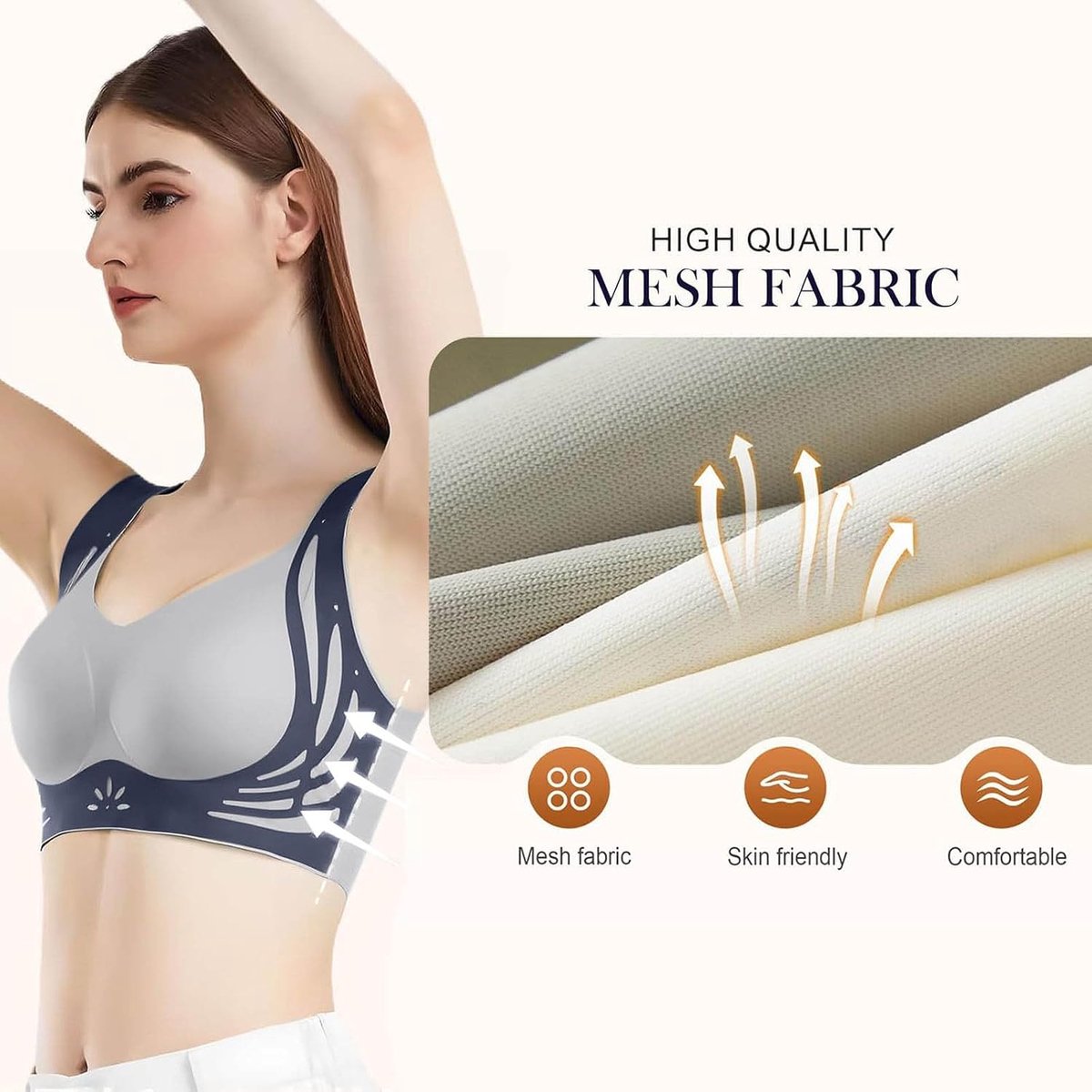 Beha zonder beugel voor dames, kant, elegant, comfort, onzichtbaar, naadloze beha, dagelijks gebruik, chic, A28