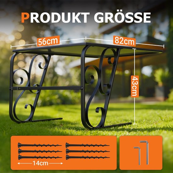 Garage voor robotmaaier met metalen poten, beschermende overkapping, carport, overkapping voor grasmaaier, grasmaaier, uv-bescherming, ideaal tegen regen en hagel, 43 x 56 x 82 cm, zwart — afbeelding 5