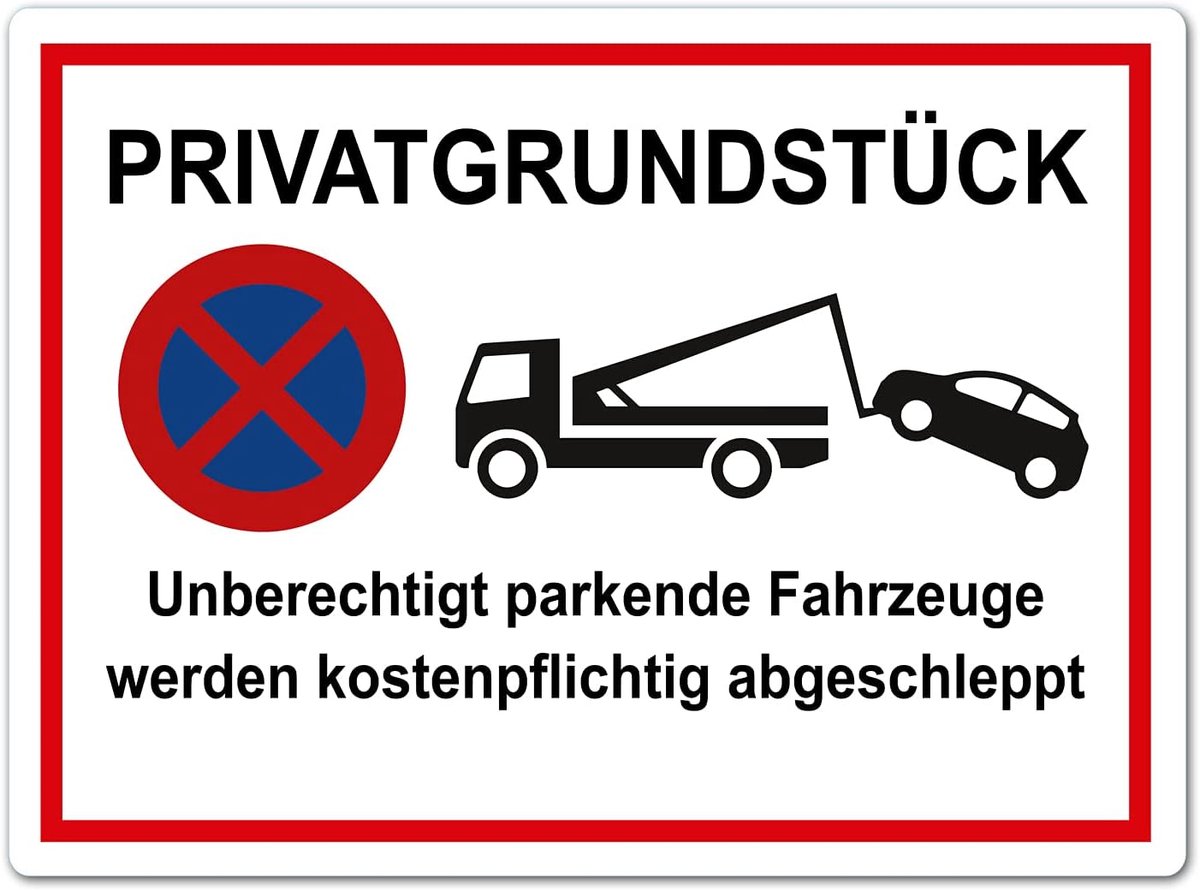 XXL PVC-bord "Schleppzone" wit 40x30 cm met UV-bescherming